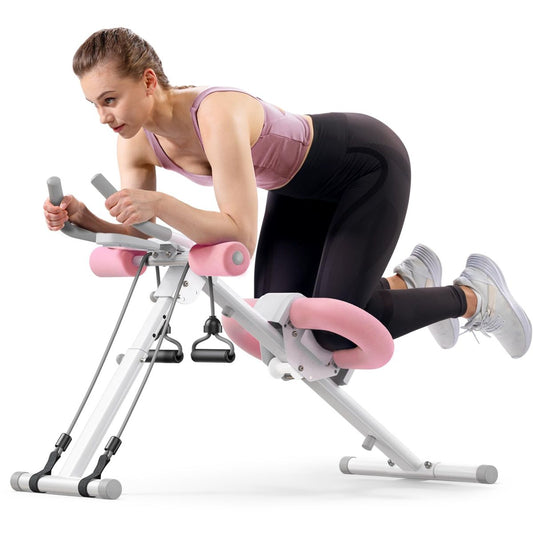MERACH Adjustable Ab Trainer Foldable Machine for Abs Workout at Home Gym - White